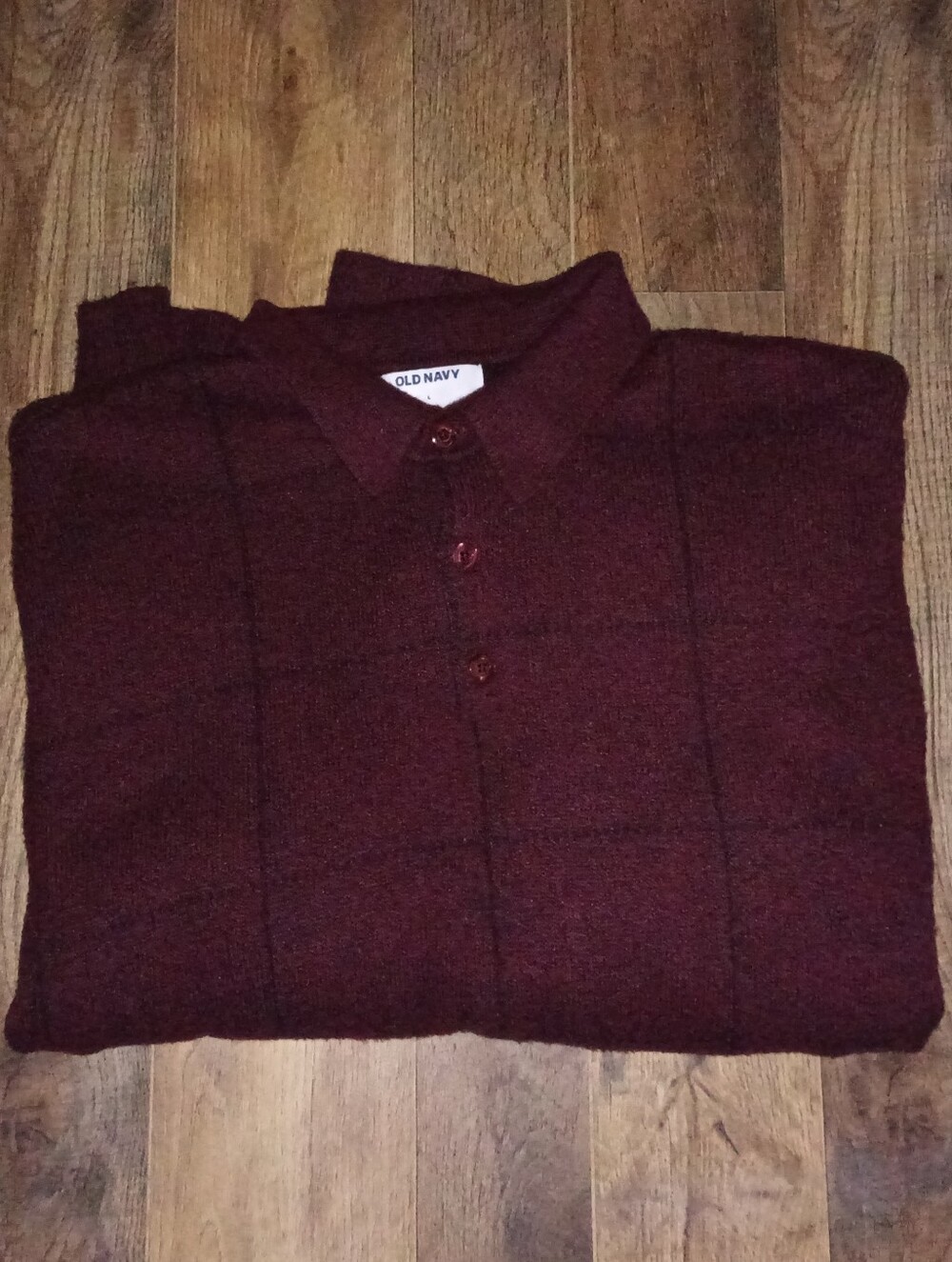 Old Navy Men's Burgundy Knit Polo Sweater L